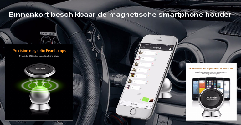 inCarBite magnetische smartphone houder voor in de auto.